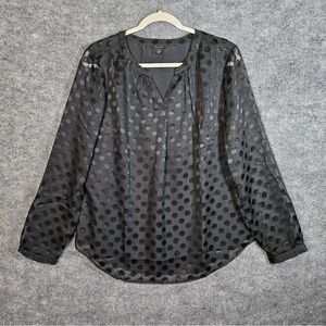 Talbots  NWT 1X Black Dots Sheer Lined Day or Evening & chunky J. Crew  Necklace